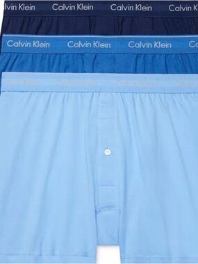 Calvin Klein Men's 3-Pack Cotton Boxer Shorts - Light Blue / Blue / Navy